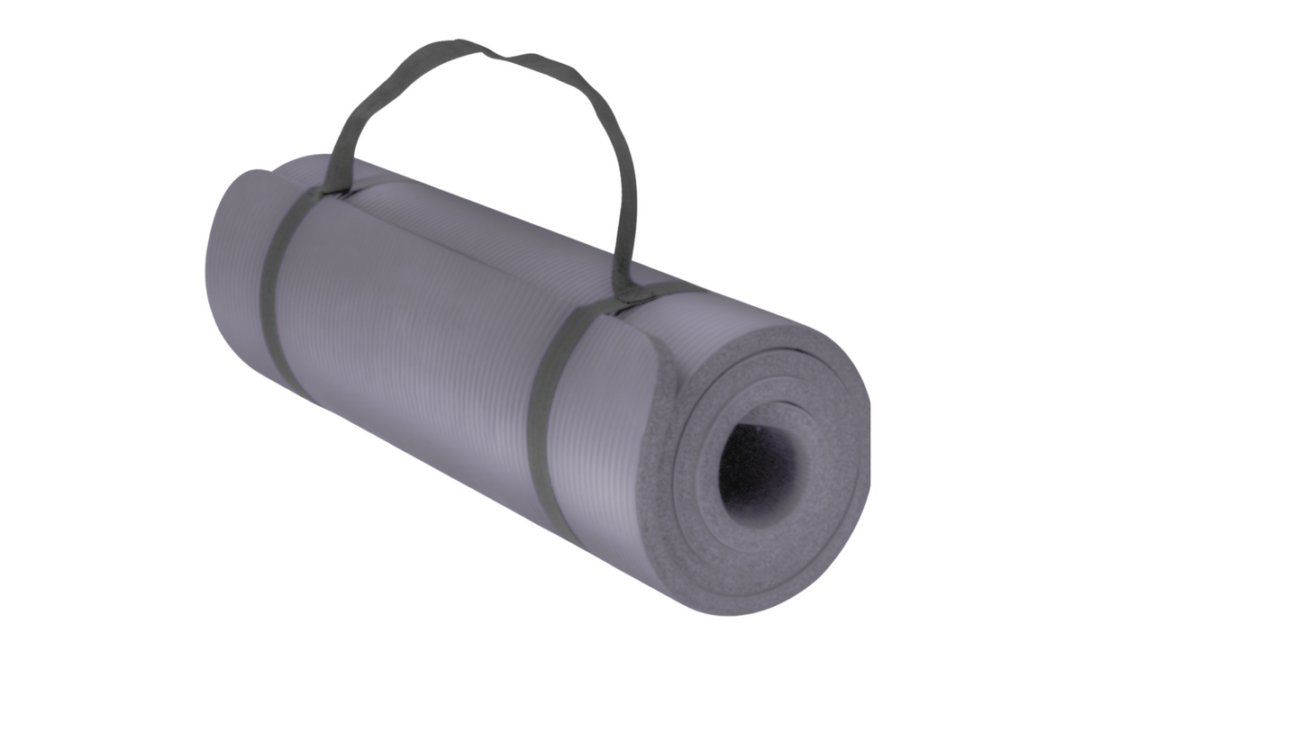 All-Purpose 1-Inch Extra Thick Double-Sided Non-Slip High Density Anti-Tear Exercise Yoga Mat with Carrying Strap: Color, Gray