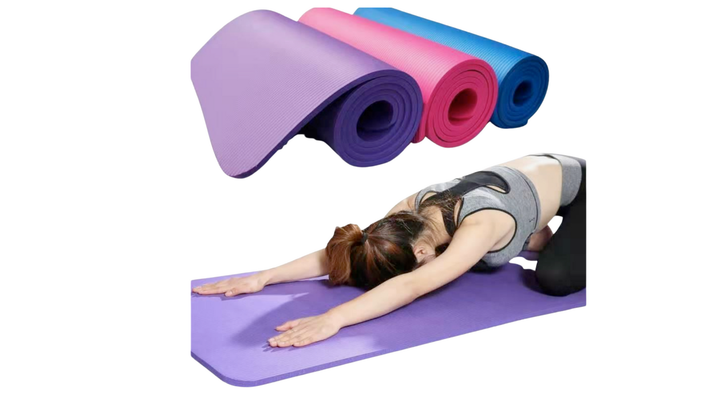 All-Purpose 1-Inch Extra Thick Double-Sided Non-Slip High Density Anti-Tear Exercise Yoga Mat with Carrying Strap: Color, Gray