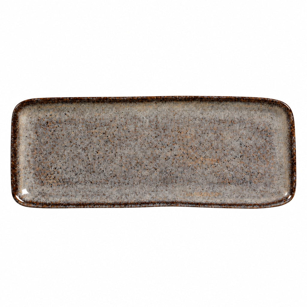 Porto Brasil Tourmaline Rectangular Serving Platter | 12.99 x 5.12" | Grey Stoneware | Microwave & Dishwasher Safe