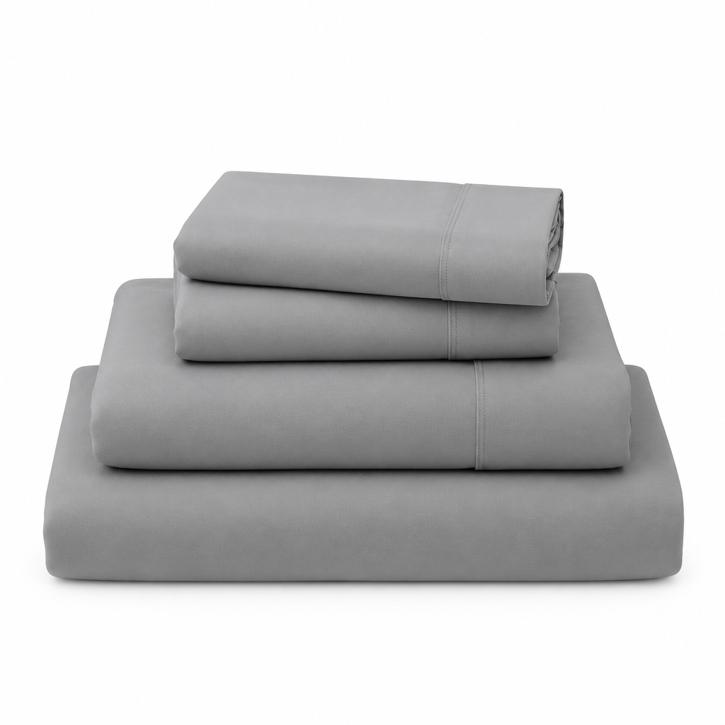 100% Microfiber Queen Size Sheet Set – 4-Piece Deep Pocket | Gray & White
