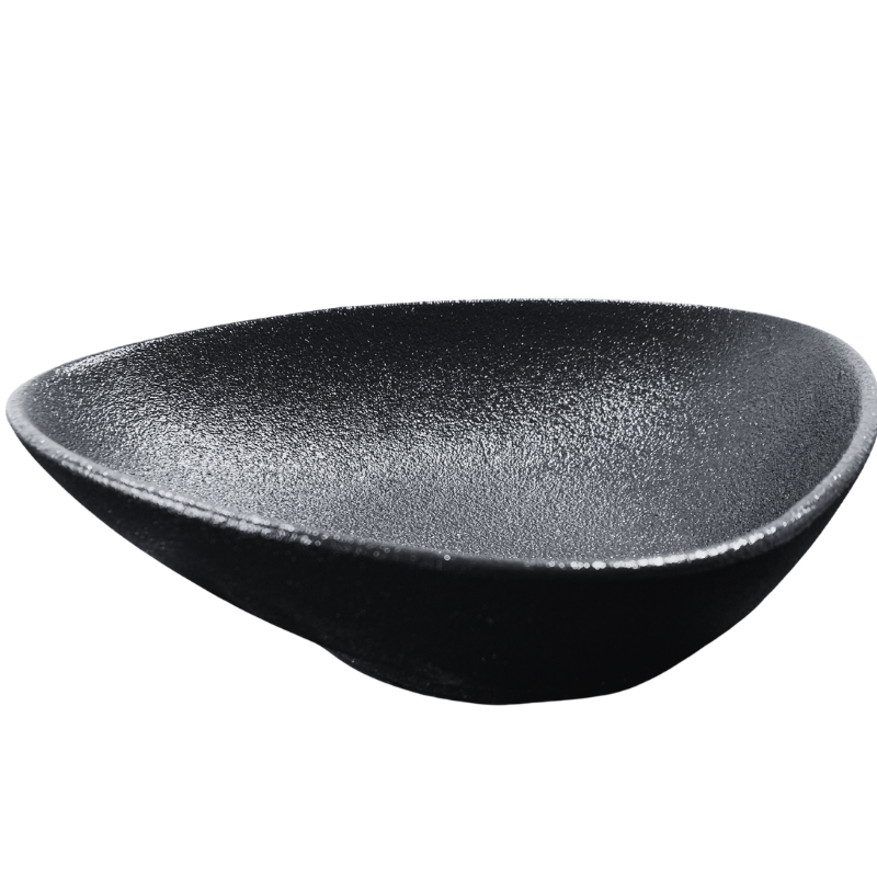 Matte Black Asymmetric Ceramic Bowl – 10 Inch