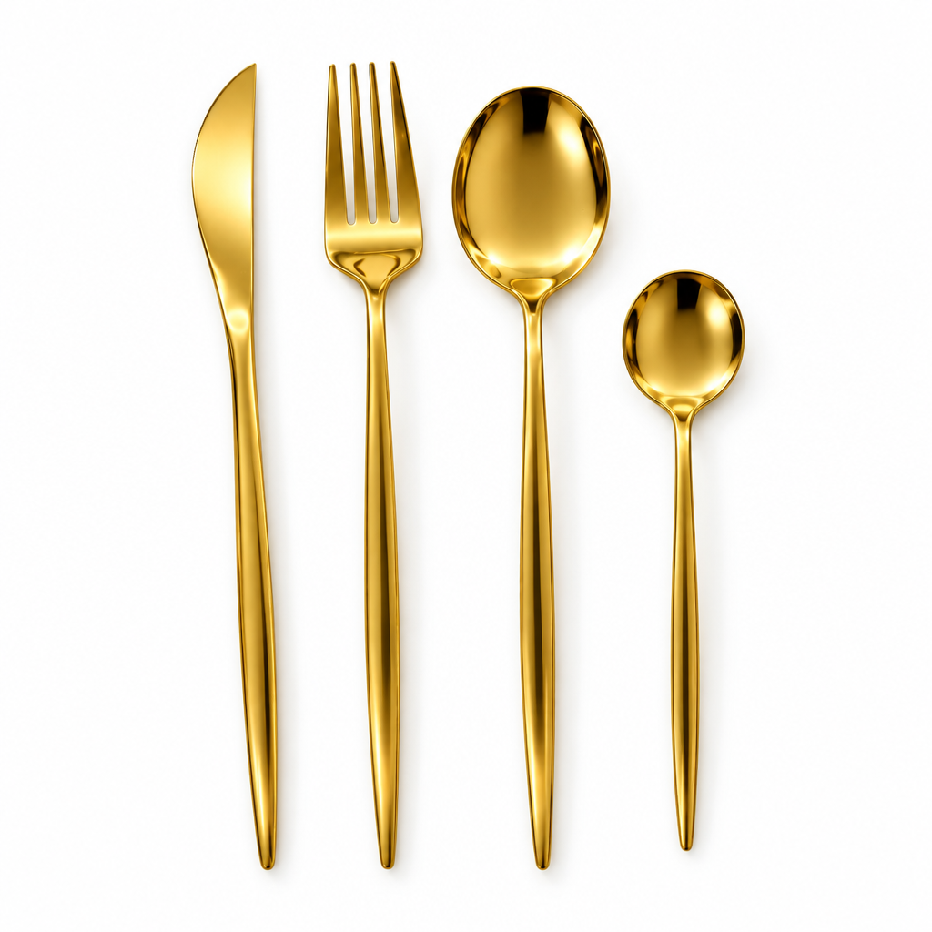 24-Piece Gold Stainless Steel Flatware Set