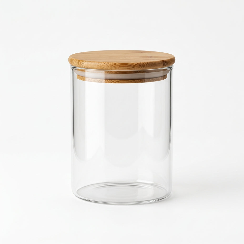 Glass Borosilicate Storage Jars with Bamboo Lids, Clear Kitchen Canisters with Silicone Seal for Coffee, Tea, Sugar, Spices & Pantry Staples| 16 -24 OZ
