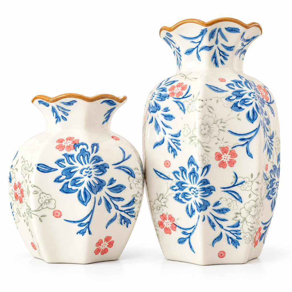 Blue Pink and White Floral