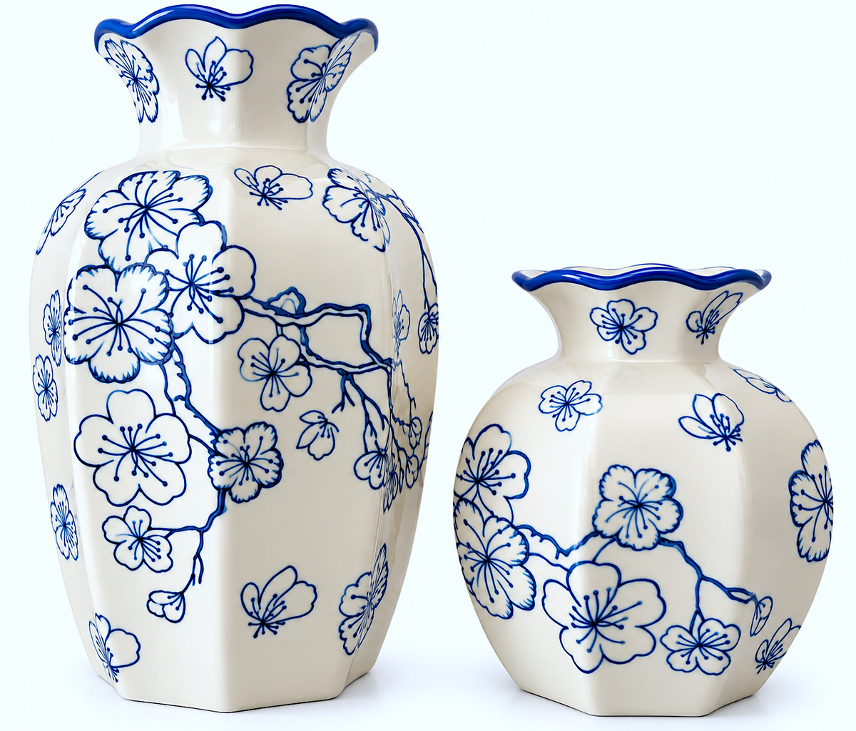 Bright Cherry Blossom and Butterfly Vase
