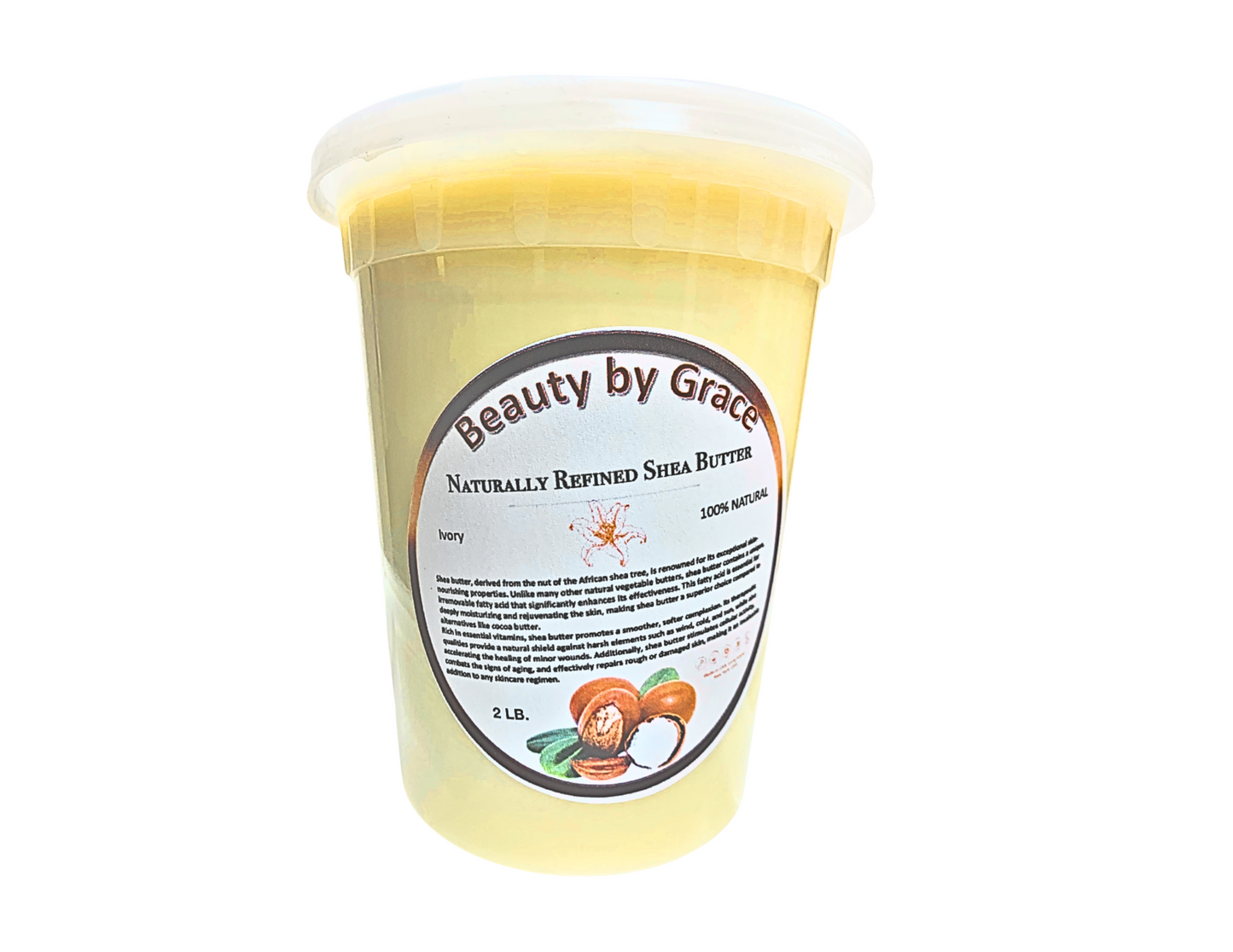 Grace Signature Collection: Shea Butter 100% Pure & Natural –Unrefined Ivory from Ghana, 2 lb – Deep Moisturizing for Skin, Hair, Body