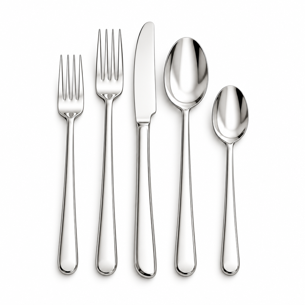 5-Piece Stainless Steel Flatware Set | Gold or Silver Finish