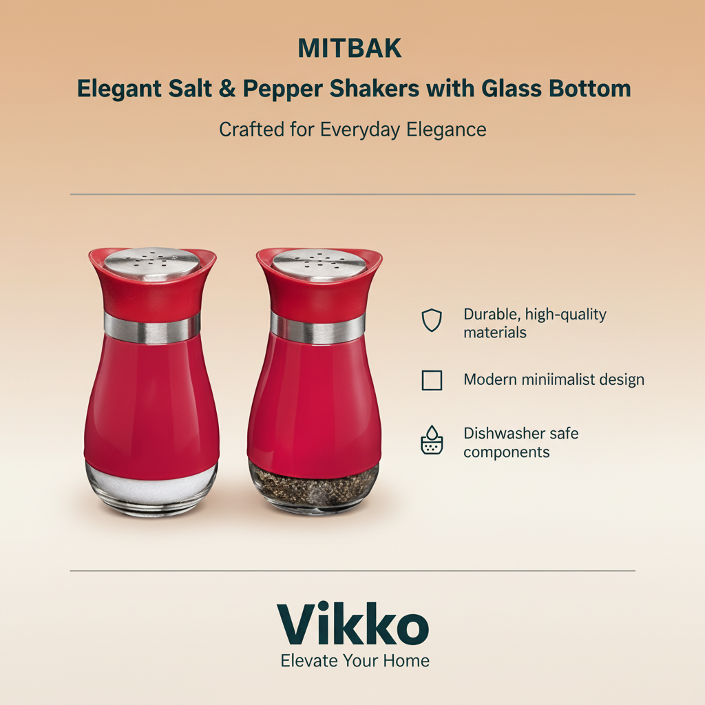 MITBAK Elegant Salt & Pepper Shakers with Glass Bottom