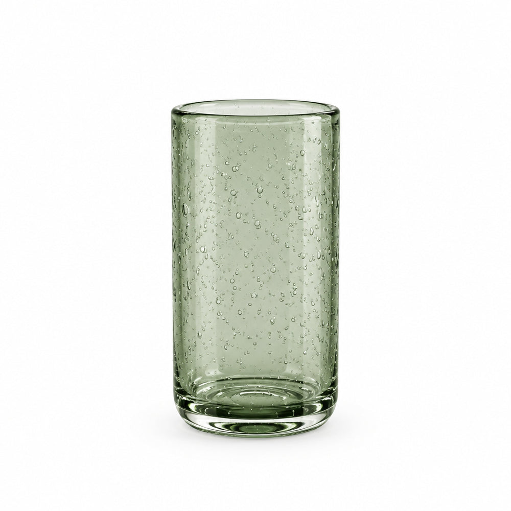 Agave Bubbled Glass Tumbler | 17 oz Handblown Tall Drinking Glass | Unique Textured Design | Dishwasher Safe