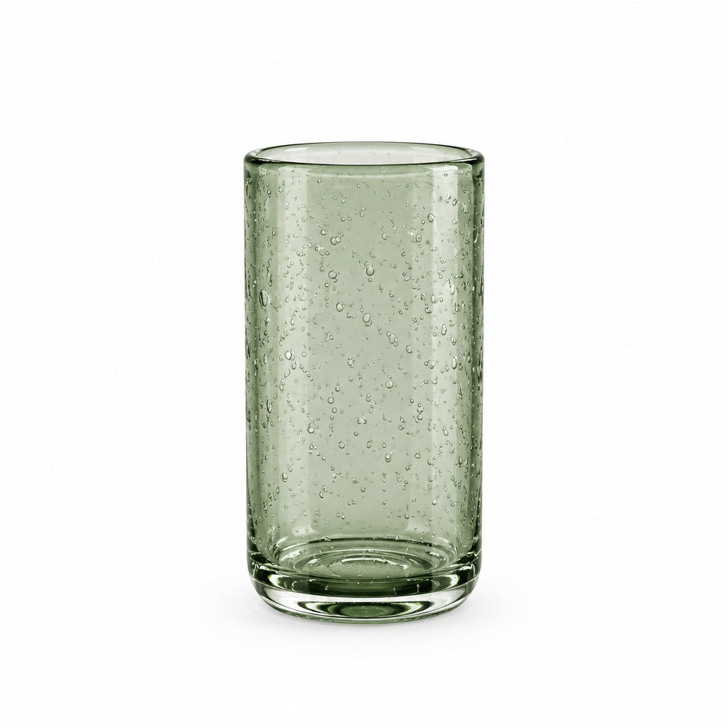 Agave Bubbled Glass Tumbler | 17 oz Handblown Tall Drinking Glass | Unique Textured Design | Dishwasher Safe