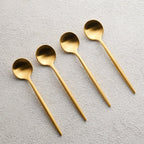 brushed gold coffee spoons set
