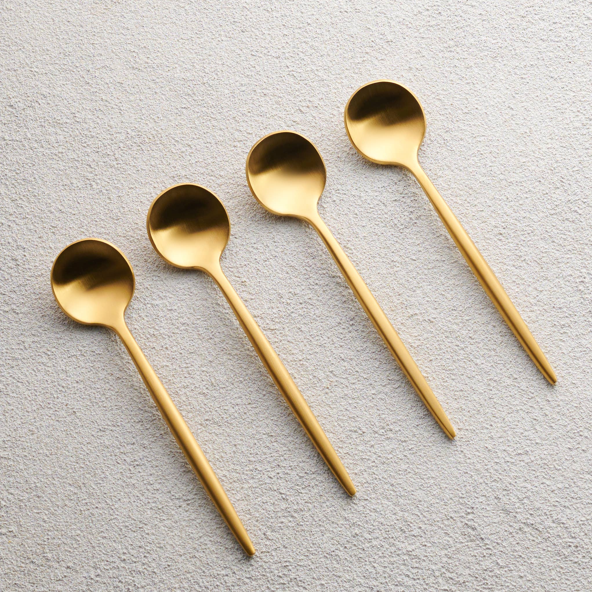 brushed gold coffee spoons set