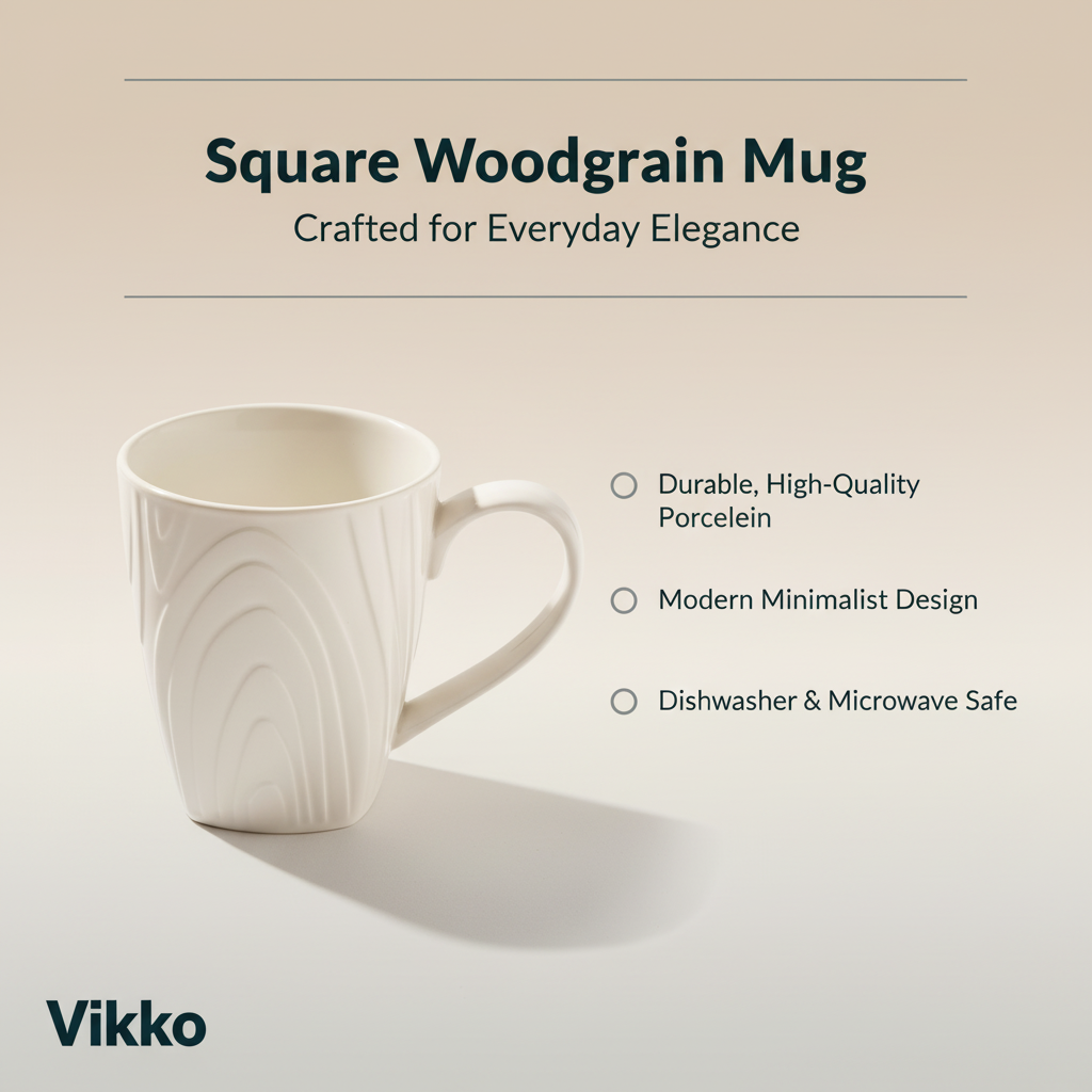 square woodgrain porcelain mug