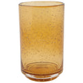 Amber bubbled glass drinking cup 17 oz handcrafted artisan glassware"