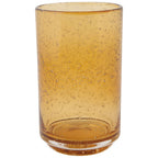 Amber bubbled glass drinking cup 17 oz handcrafted artisan glassware"