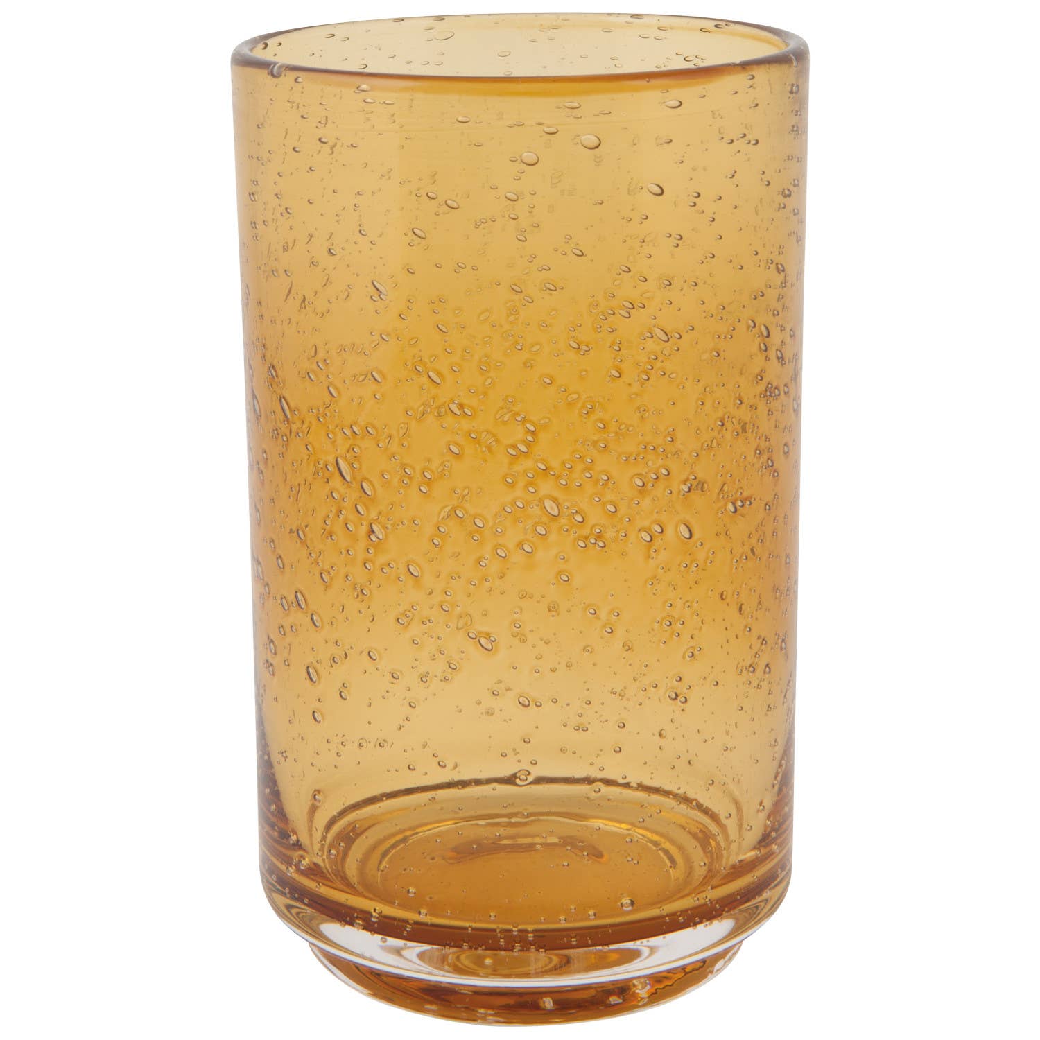 Amber bubbled glass drinking cup 17 oz handcrafted artisan glassware"