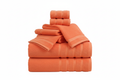 6-Piece Orange Turkish Bath Towel Set on White Background