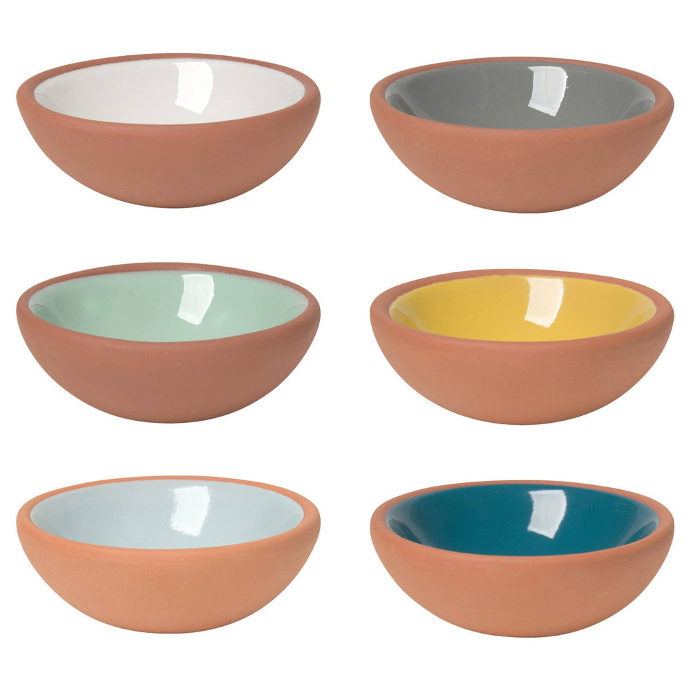 Sky Terracotta Pinch Bowls | Set of 6 | Spice, Dipping & Condiment Bowls | Artisan Kitchen Serveware