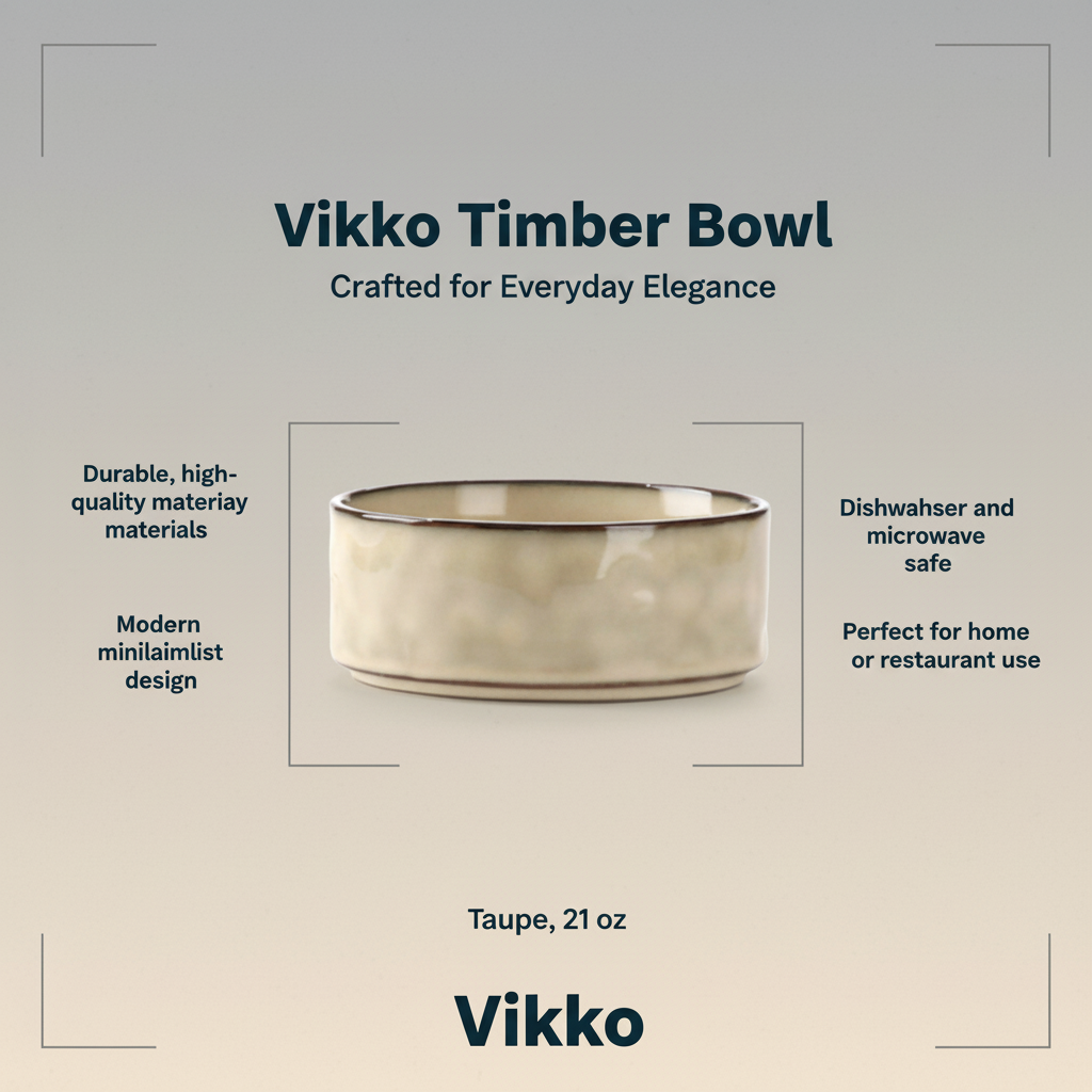 Timber Bowl in Taupe 21 oz Minimalist Serving Bowl by Vikko