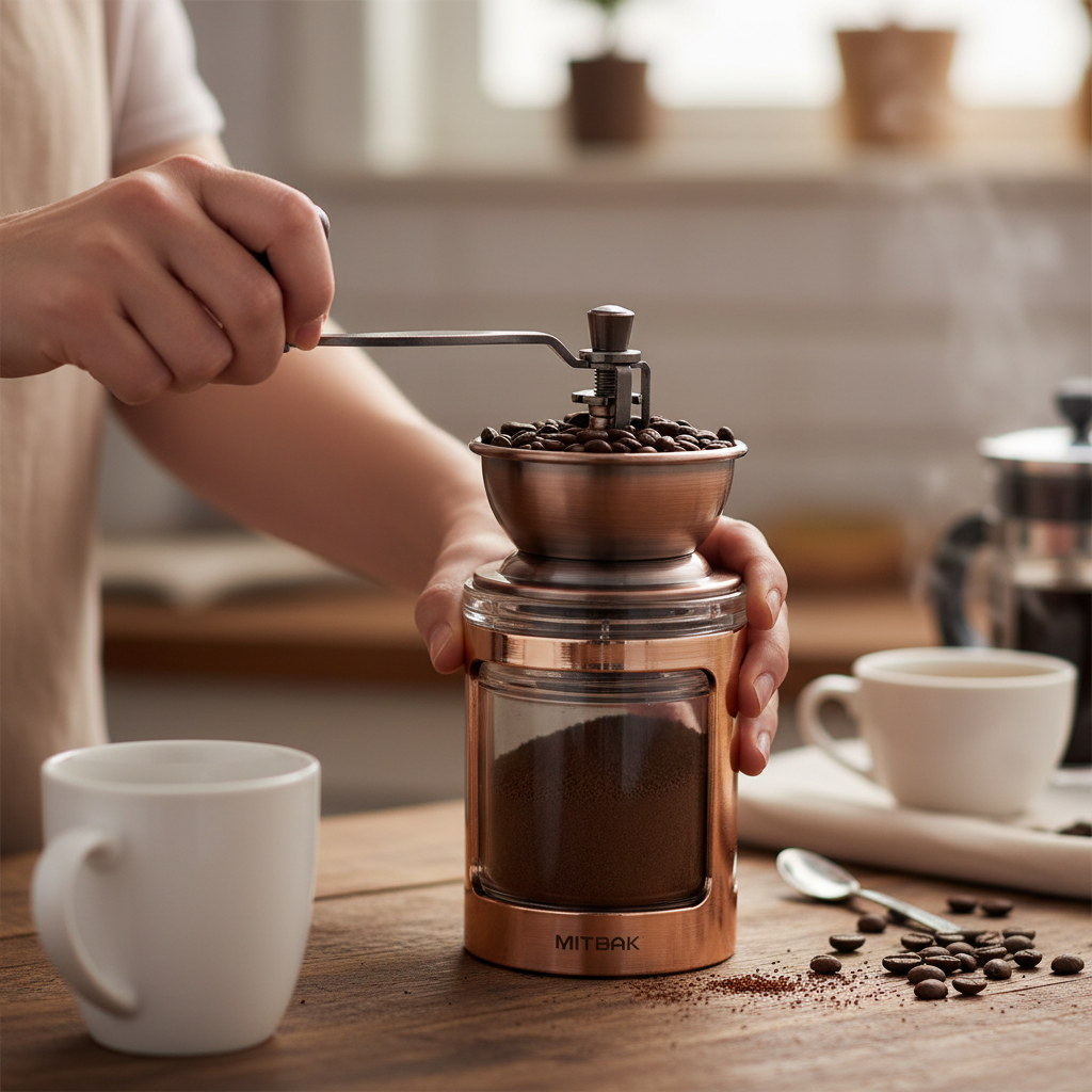 MITBAK Manual Coffee Grinder with Adjustable Burr Mill