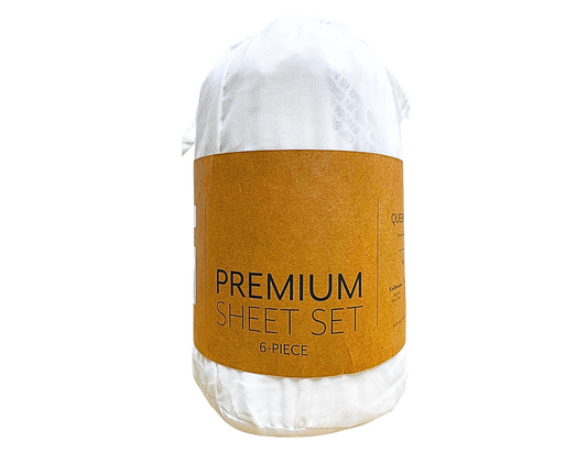 BED-IN-BAG | Premium 6-Piece Sheet Set | Color: White -  Size: Queen | 4 Pillowcases, 1 Fitted Sheet, 1 Flat Sheet