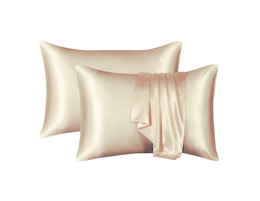 Solid Satin Pillowcases Decorative Luxury Cushion Cover Envelope Style | Hair Skin Protect Standard Size Pillow Case: Color: Champagne