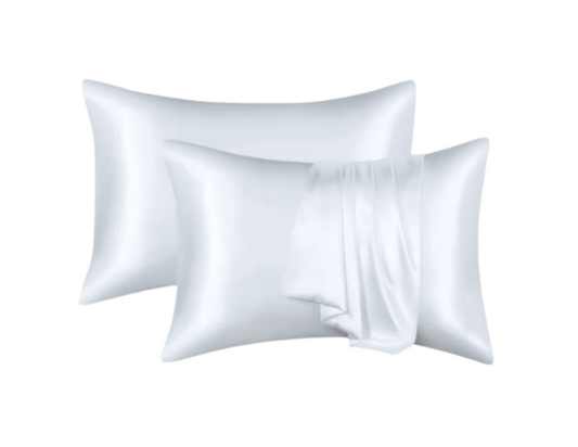 Solid Silk Pillowcases Decorative Luxury Cushion Cover Envelope Style | Hair Skin Protect Standard Size PillowCase, Set of 2: Color: White