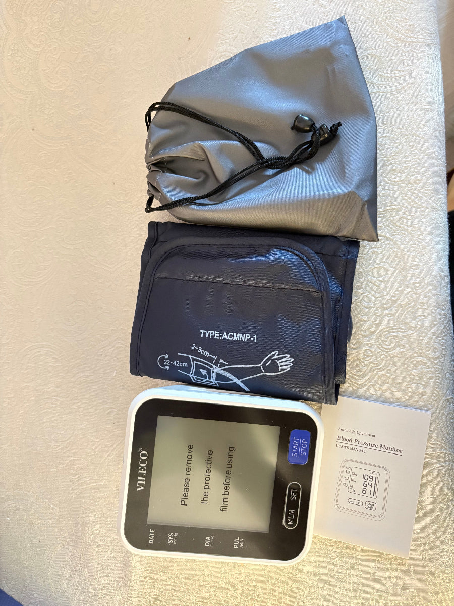 VILECO Automatic Upper Arm Blood Pressure Monitor | Cuff 22-42cm | Carrying Case Included