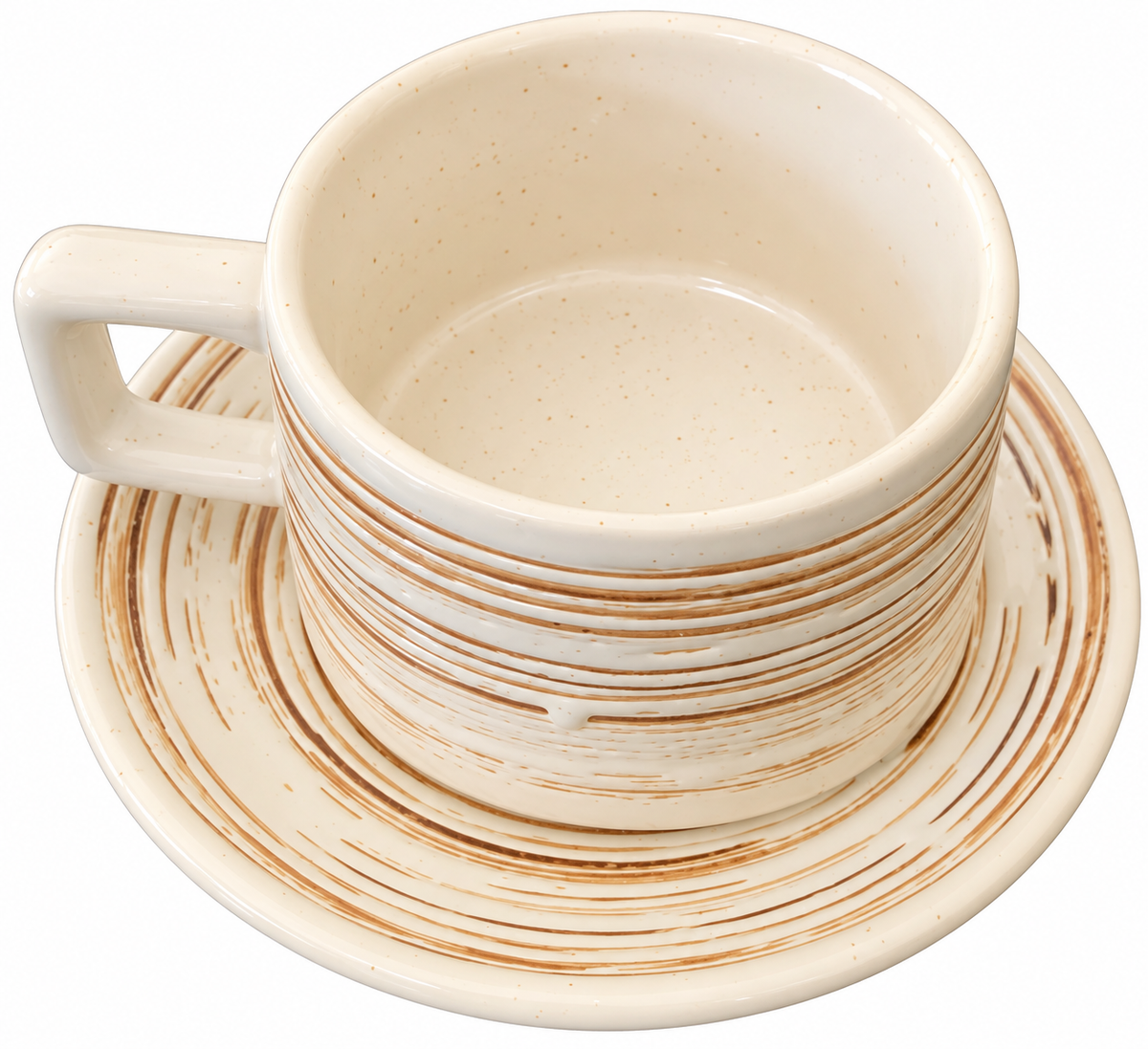 Matte Black & Copper Brushstroke Ceramic Cup & Saucer Set – 266ml