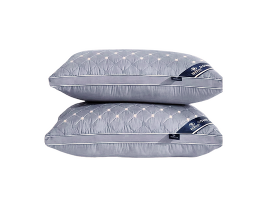 Hotel-Grade 5-star Luxury Diamond-pattern Sleeping Pillow - Washed Solid Color | Three-Dimensional. Size: Standard, Color: Gray w/Colored Diamond Patterns - 2-Pillows