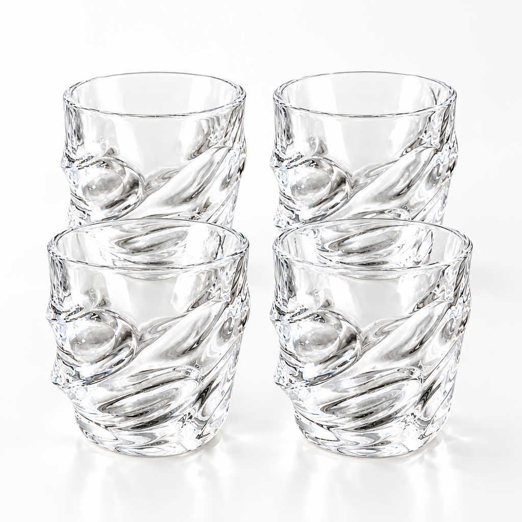 Lead-Free Sculptural Whiskey Glasses | Set of 4
