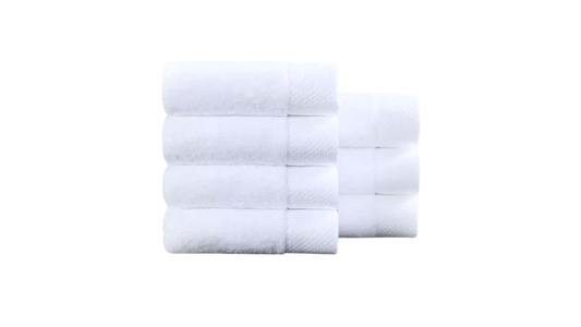 Basics Soft Bath Towels Set , Absorbent Fade, Resistant 100% Cotton Washcloths. Perfect To Use For: Face towels, Fingertip towels, Body. Color: White