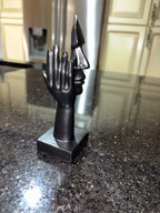 Abstract Hand & Face Sculpture – Modern Figurine Décor | Matte Black & Antique Gold