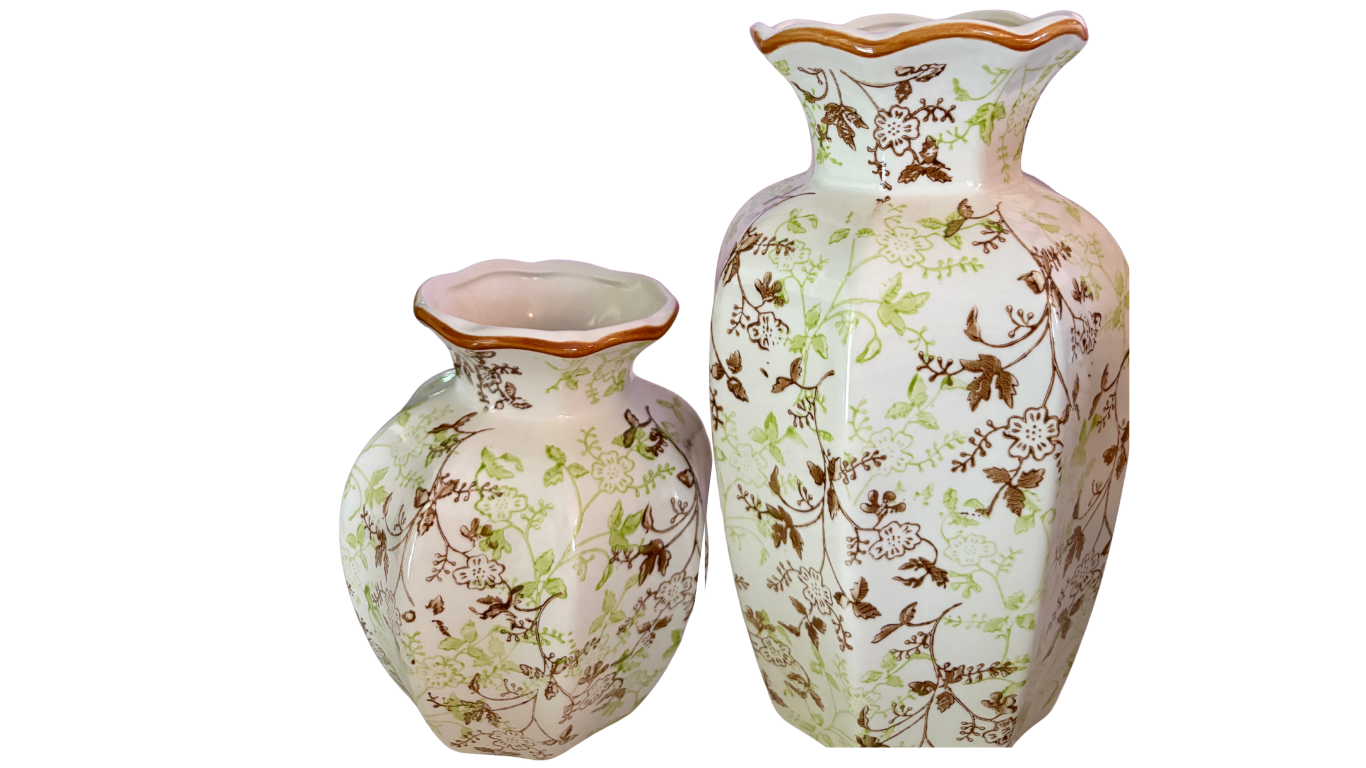 Blue & White Chinoiserie Porcelain Vase – Baroque Floral Pattern | Sold Individually