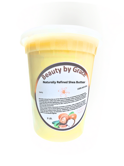 Grace Signature Collection: Shea Butter 100% Pure & Natural – Refined Ivory from Ghana, 2 lb – Deep Moisturizing for Skin, Hair, Body