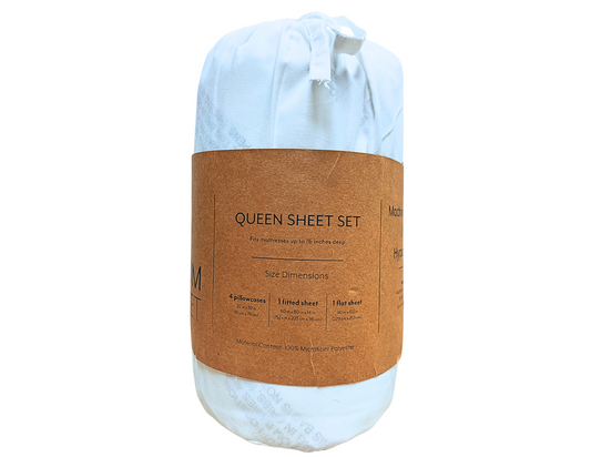 BED-IN-BAG | Premium 6-Piece Sheet Set | Color: White -  Size: Queen | 4 Pillowcases, 1 Fitted Sheet, 1 Flat Sheet