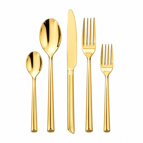 5 pcs 430 stainless steel  gold flatwear set