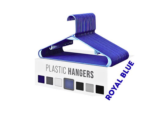 Plastic Clothes Hangers - (18 Pack - ROYAL BLUE). Adult Plastic Hanger. Sturdy And Durable, Designed with Shoulder Grooves Hook [Room Essentials] - Adult Pack