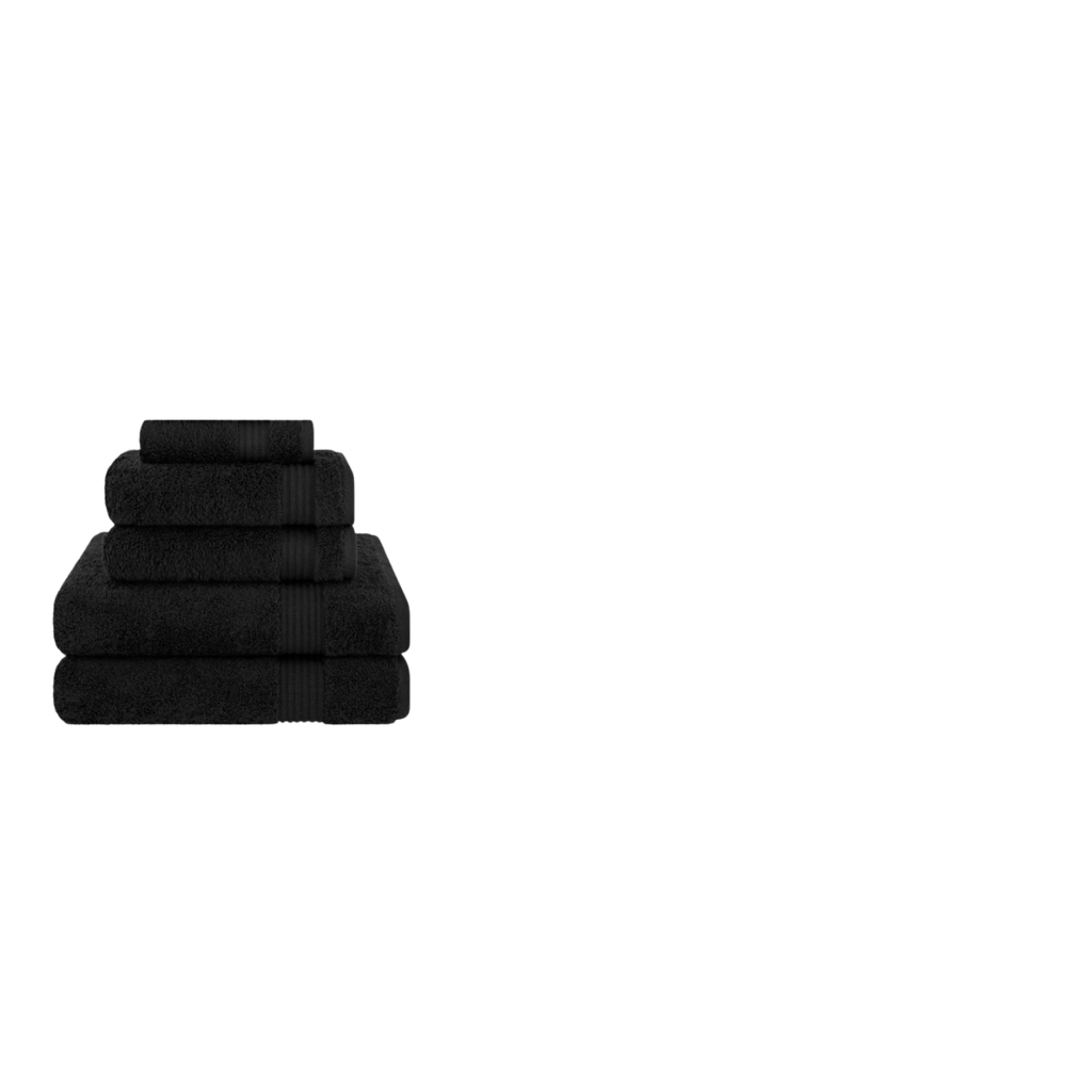 Black Turkish Cotton Bath Towels – Set of 6