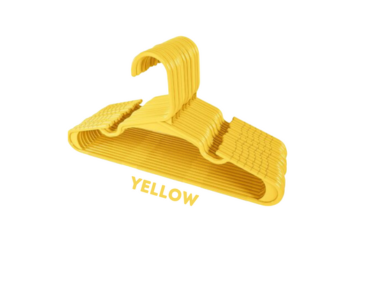 Plastic Clothes Hangers - (18 Pack - YELLOW). Adult Plastic Hanger. Sturdy And Durable, Designed with Shoulder Grooves Hook [Room Essentials] - Adult Pack
