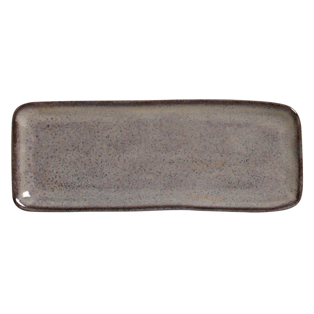 Porto Brasil Tourmaline Rectangular Serving Platter | 12.99 x 5.12" | Grey Stoneware | Microwave & Dishwasher Safe
