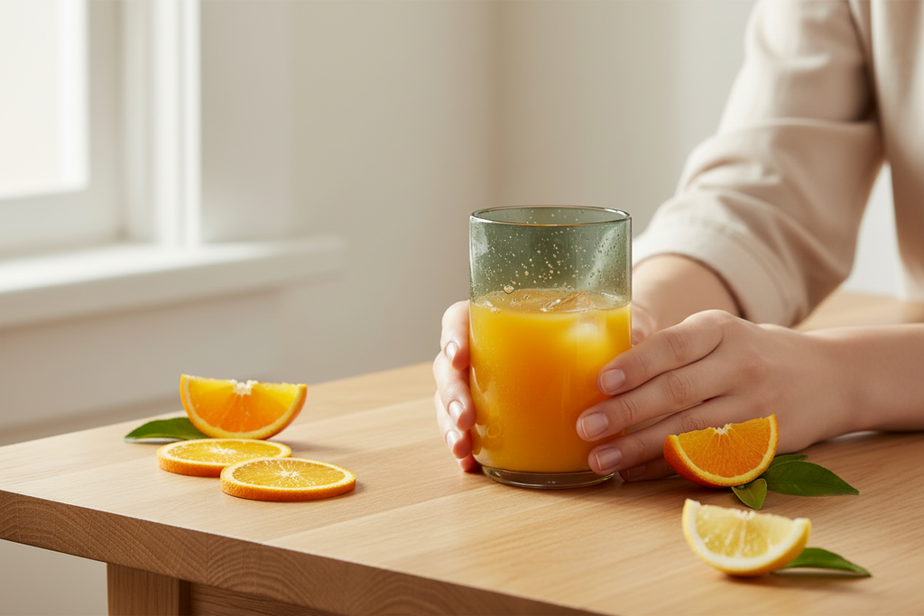 Agave Bubbled Glass Tumbler with Fruit & Person