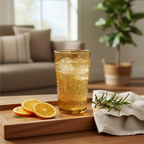 Amber Tall Glass Wooden Tray