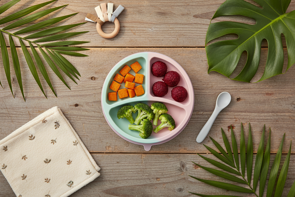Baby Suction Plates - Wooden Table Lifestyle