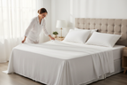 Bamboo Sheet Set - Woman Making Bed