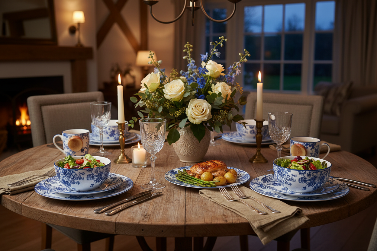 Banbury 12pc Porcelain Dinnerware Set Lifestyle