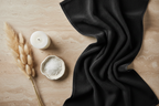 Black Turkish Cotton Bath Towels – Flat Lay