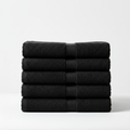  "Black Turkish cotton bath towels set of 6 soft absorbent luxury bath linens"
