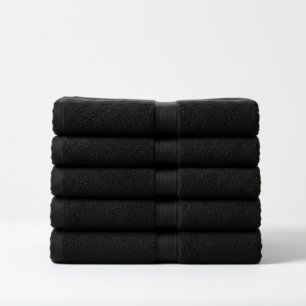  "Black Turkish cotton bath towels set of 6 soft absorbent luxury bath linens"
