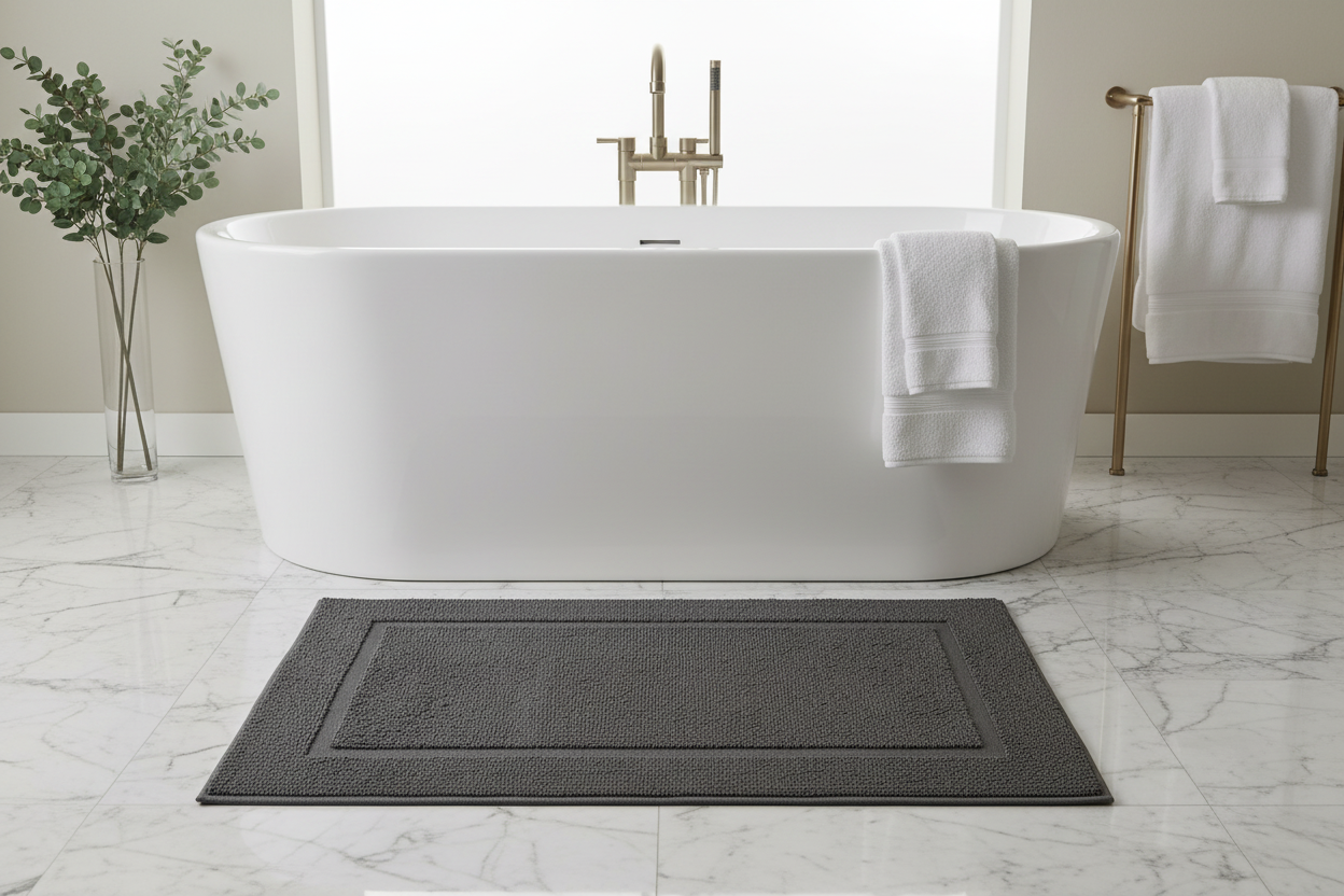 Dark Grey Bath Rug – Bathtub Lifestyle